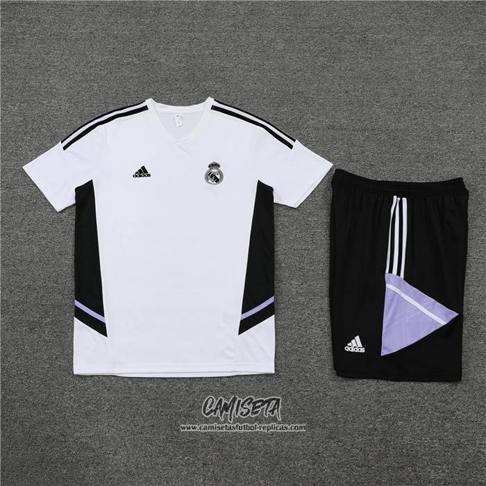 Chandal del Real Madrid 2022-2023 Manga Corta Blanco - Pantalon Corto